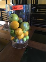 Glass Vase w/ Faux Fruit - 15"