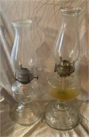 Two antique oil lamps