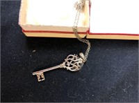 Silver Key Pendant Chain