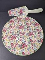 Royal Tudor Ware Floral Cake Plate and Lifter