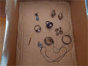 Box of misc Jewelry -sterling?