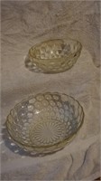 Set of 2 Vintage Geometric Depression Glass Bowls