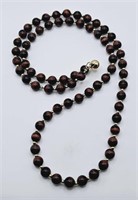 Ronjon Signed 14K Red Tiger's Eye Beaded Necklace