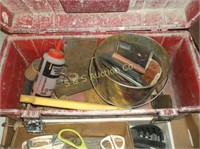 Toolbox with contents , grill utensils & scissors