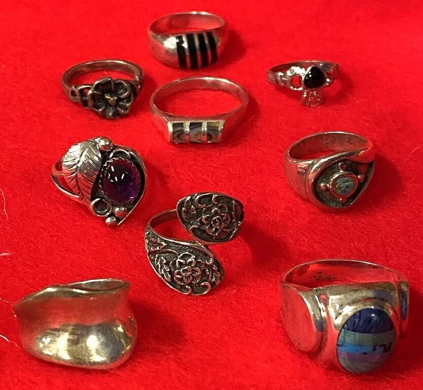 Nine Jewelry Sterling Rings