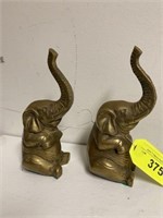 PAIR OF BRASS ELEPHANT BOOK ENDS