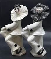 Vintage Pierrot Harlequin Clown Figures 10.25”