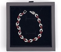 Platinum Plated Red Ruby Bracelet