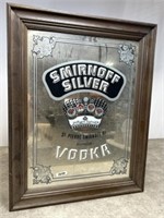 1978 Smirnoff Silver Vodka framed mirror.