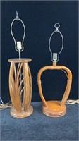 Pair of Bentwood & Rattan Table Lamps