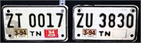 Lot of 2 1990s TN motorcycle plates