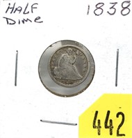 1838 Seated Liberty half dime