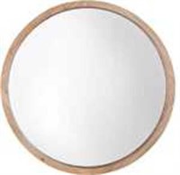 Large Round Wood Frame Mirror