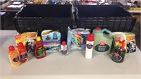 2 Plastic Totes W/ Car Cleaning Supplies