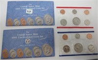 2 - 1991 Uncirculated P&D coin sets