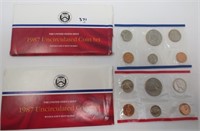 2 - 1987 Uncirculated P&D coin sets