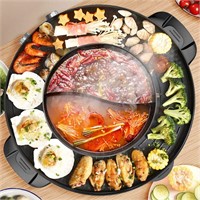 Electric Hot Pot Grill  2000W  2 in 1 Control