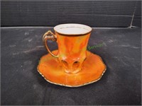 N Orleans Orange & Gold Trim Teacup & Saucer