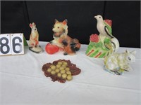 5 Vintage Carnival Prize Chalkware Figurines