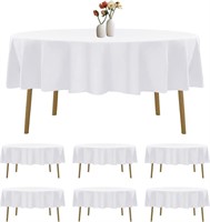 (6 pack - 70 inches - white) Round Tablecloth 90