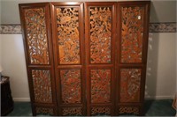 ORIENTAL ORNATE WOOD CARVED ROOM DIVIDER -71" TALL