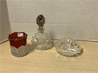 Crystal Ring Holder, Perfume With Silver-plate