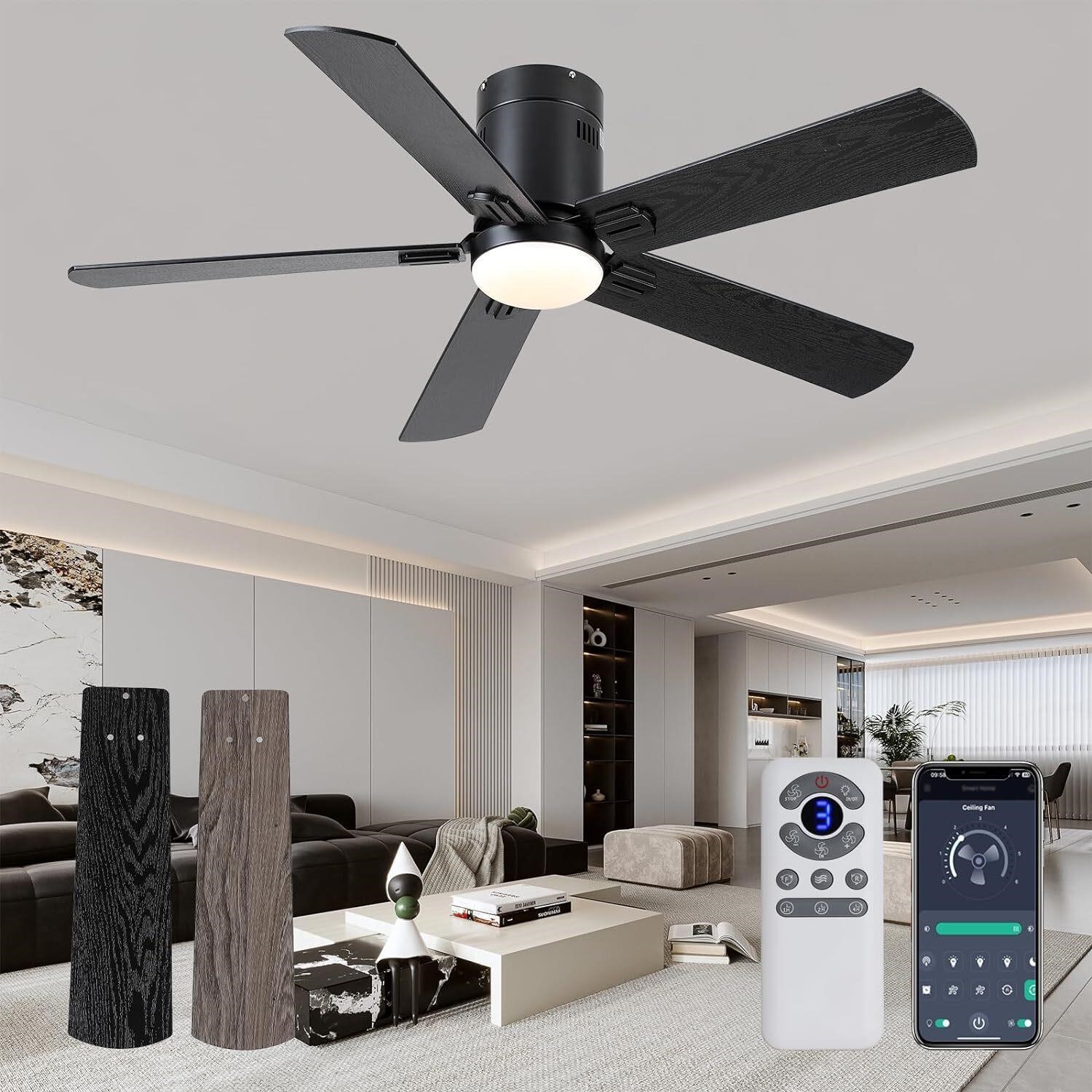 52 Inch Ceiling Fans with Lights and Remote  LED