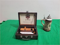 SHUT THE BOX GAME  & (2)  Steins