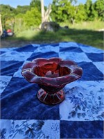Vintage LE Smith Ruby Red Pedestal Bowl