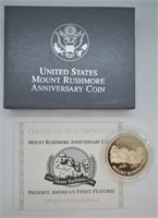 MT RUSHMORE PROOF HALF DOLLAR W BOX PAPERS
