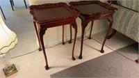 (2) Carved End Tables w/ Cabriole Legs