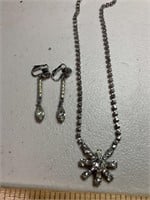 Vintage rhinestone necklace and earrings