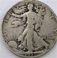1939 SILVER WALKING LIBERTY HALF DOLLAR