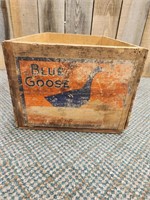 Vintage Blue Goose wood crate. 19.25 x 12 x 9