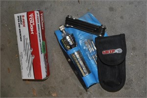 wrenches, flashlight bits, allen wrenches