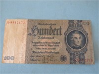 WWII German 100 Reichsmark Bank Note Bill NICE