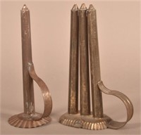 Two Rare 19th Century Tin Candle Molds.