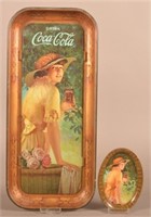 Coca Cola 1917 "Elaine" Tin Litho Tray & Tip Tray.