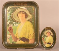 Coca Cola 1920 "Golfer Girl" Tin Litho Trays.