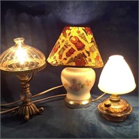 Three fantastic unique table lamps.  10.5" to 15"
