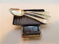 53 grams (3) Sterling Silver Spoons 5&1/2"