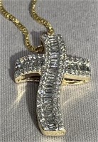 10KT YELLOW GOLD .90CT DIAMOND CROSS PENDANT WITH