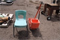 Plastic Mop Bucket & (2) Chairs