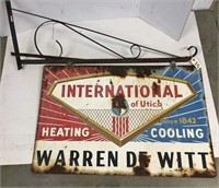 "INTERNATIONAL HEATING COOLING" METAL SIGN WITH HA
