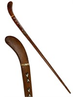 Antique Wood & MOP Inlay Walking Stick