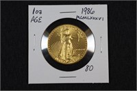 1986 MCMLXXXVI American Gold Eagle $50 1oz Gold Co