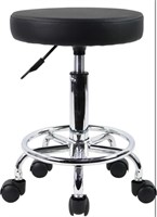 KKTONER PU LEATHER ROUND ROLLING STOOL WITH FOOT
