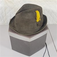 Vintage Fedora Chalfont Suede Hat & Hat Box