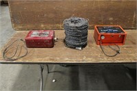 ROLL OF BARBED WIRE AND (2) ELECTRIC FENCERS,