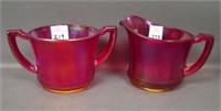 Imperial Red #22/27 Interior Optic Creamer & Sugar